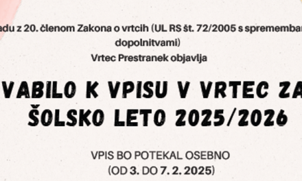 Vrtec Prestranek vabi k vpisu